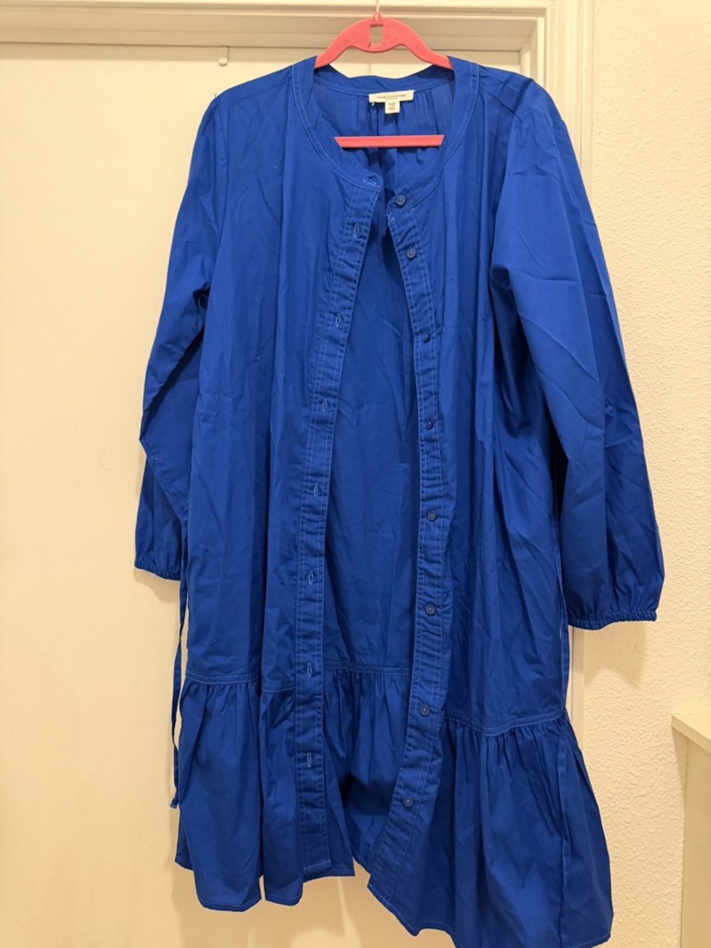 beachlunchlounge Royal Blue Button-Front Trench Coat Dress